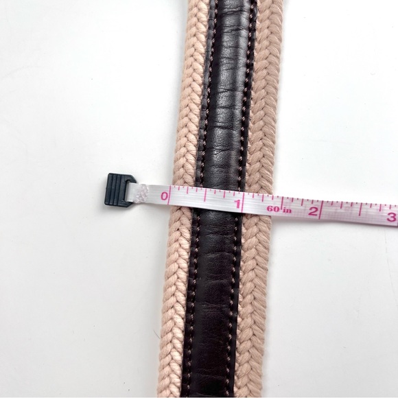 Columbia Belt Brown Leather Trim Tan Braided Silver Toned Buckle EUC Mens Preppy - Picture 8 of 8